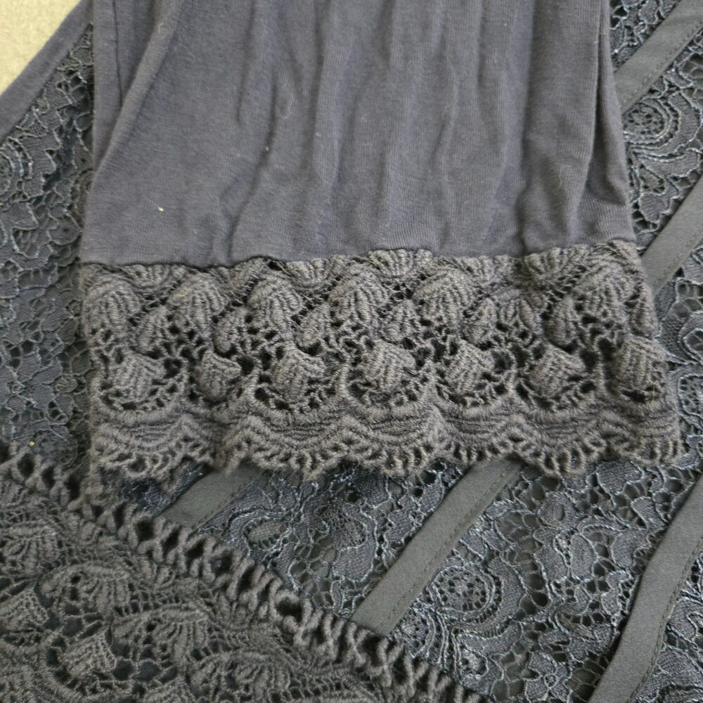 Chico's Women 3 US 16 Lace Front Knit Top Deep Navy Blouse - Picture 3 of 11